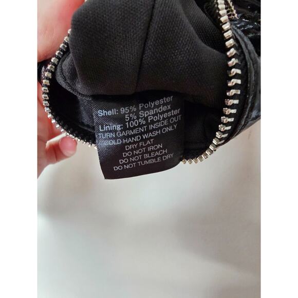 I. Am. Gia. Black Isla Patent Leather Bralette Spaghetti-Strap Zipper Detail XS - Picture 6 of 9